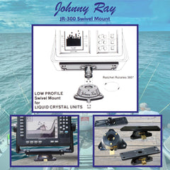 Johnny Ray Fish Finder Mount, Portable Depth Finder Swivel Mount, Quick-Release Fishfinder Bracket, Marine Sonar and Electronics Mounting Equipment (JR-300)