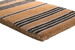Printed Coir Doormat, Black Stripes, 18-Inch by 30-Inch