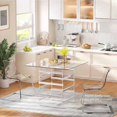Nadie Square Glass Top Pub Table in Clear and Chrome