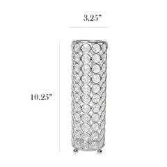 HG1011-CHR Elipse Crystal Decorative Flower Vase, Candle Holder, Wedding Centerpiece, 10.25 Inch, Chrome