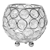 Designs HG1005-CHR Elipse Crystal Circular Bowl Candle Holder, Flower Vase, Wedding Centerpiece, Favor, 3.75 Inch, Chrome