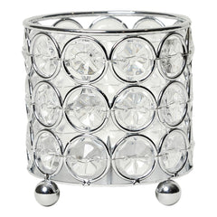 HG1000-CHR Elipse Mini Crystal Decorative Flower Vase, Candle Holder, Wedding Centerpiece, 3.25 Inch, Chrome