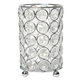 HG1001-CHR Elipse Crystal Decorative Flower Vase, Candle Holder, Wedding Centerpiece, Makeup Brush or Pen Organizer Cup, 5 Inch, Chrome