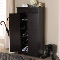 Bienna Modern and Contemporary Wenge Brown Finished Shoe Cabinet