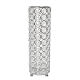 HG1011-CHR Elipse Crystal Decorative Flower Vase, Candle Holder, Wedding Centerpiece, 10.25 Inch, Chrome