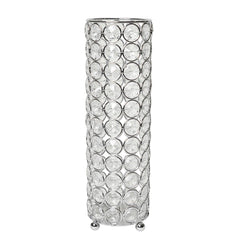 HG1011-CHR Elipse Crystal Decorative Flower Vase, Candle Holder, Wedding Centerpiece, 10.25 Inch, Chrome