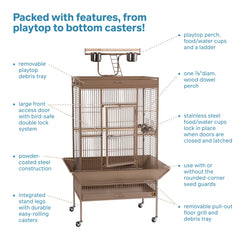 Pet Products Wrought Iron Select Bird Cage 3153COCO, Coco Brown, 30-Inch by 22-Inch by 63-Inch