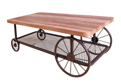Francie Rectangular Wooden Coffee Table with Shelf in Oak and Antique Gray