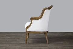 Charlemagne Traditional French Accent Chair, White