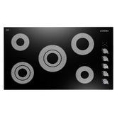 COS-365ECC Electric Ceramic Glass Cooktop with 4 Burners, Dual Zone Element, Hot Surface Indicator Light and Control Knobs, 36 inches, Black