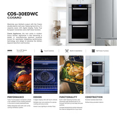 COS-30EDWC 30 in. Haven Collection Double Electric Wall Oven, True Convection, Blue Porcelain, Self Cleaning in Stainless Steel