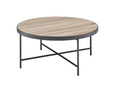 Bage Round Wood Top Coffee Table in Weathered Gray Oak