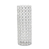 HG1009-CHR Elipse Cylindrical Crystal Decorative Flower Vase, Candle Holder, Wedding Centerpiece, 11.25 Inch, Chrome