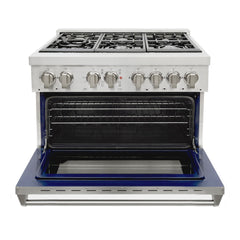 COS-DFR366 Freestanding Professional Style Dual Fuel Range with 4.5 cu. ft. Electric Convection Oven, 6 Italian Made Burners, Cast Iron Grates, in Stainless Steel, 36 Inch