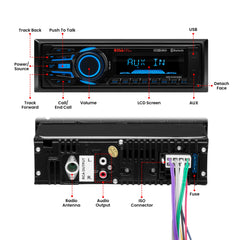 MR1308UABK Marine Boat Stereo ??Single Din, Bluetooth, No CD DVD Player, AM/FM Radio Receiver, Aux-in, USB