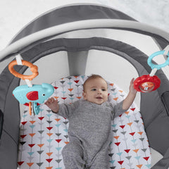 Portable Bassinet On-The-Go Baby Dome, Travel Play Space with Developmental Newborn Toys & Canopy, Arrows Away