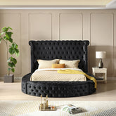 Elizabeth Upholstered Round Storage Queen Bed in Black