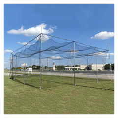 Outdoor Twisted and Knotted Training Weather Resistant Baseball Batting Cage Net with 4-Foot Access Door, Black