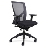 High-Back Mesh Chairs with Fabric Seat, Black