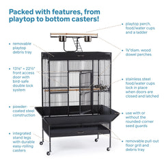 Pet Products Wrought Iron Select Bird Cage 3154BLK, Black Hammertone, 36-Inch by 24-Inch by 66-Inch