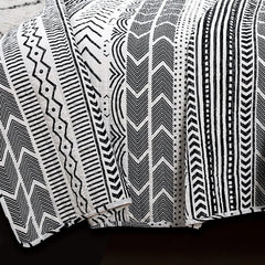 Fast Furnishings 3Pc Black White Reversible Cotton Set