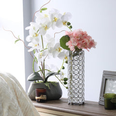 HG1011-CHR Elipse Crystal Decorative Flower Vase, Candle Holder, Wedding Centerpiece, 10.25 Inch, Chrome