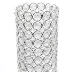 HG1009-CHR Elipse Cylindrical Crystal Decorative Flower Vase, Candle Holder, Wedding Centerpiece, 11.25 Inch, Chrome