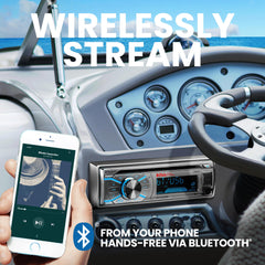 s MR500UABS Marine Boat Stereo ??Single Din, Bluetooth, CD DVD Player, AM/FM Radio Receiver, USB