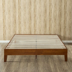 Twin Low Profile Wooden Platform Bed in Cherry