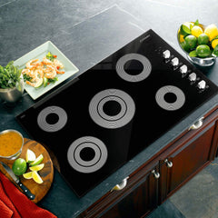 COS-365ECC Electric Ceramic Glass Cooktop with 4 Burners, Dual Zone Element, Hot Surface Indicator Light and Control Knobs, 36 inches, Black