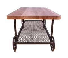 Francie Rectangular Wooden Coffee Table with Shelf in Oak and Antique Gray