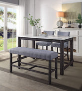 Yelena Counter Height Table in Marble & Weathered Espresso