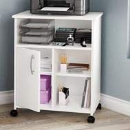 Fast Furnishings Modern Home Office Printer Stand Cart with Casters White