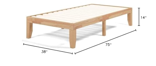 Twin Solid Wood Platform Bed Frame in Natural Finish