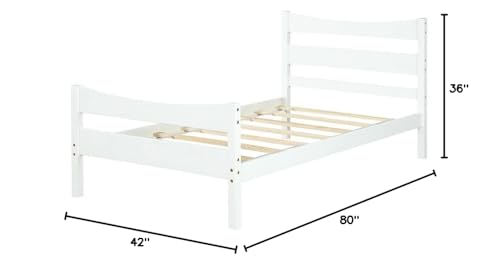 Fast Furnishings Twin White Pine Wood Farmhouse Bed