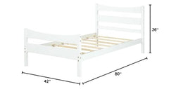 Fast Furnishings Twin White Pine Wood Farmhouse Bed
