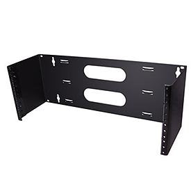 A sturdy black metal wall mount for computers, providing an efficient space-saving solution for your workspace.