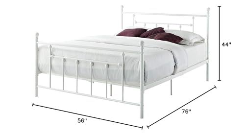 Full White Metal Platform Bed w/ Headboard & Footboard