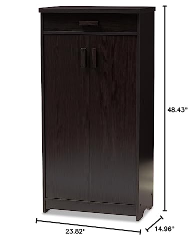 Bienna Modern and Contemporary Wenge Brown Finished Shoe Cabinet