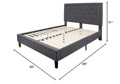 Fast Furnishings Queen Dark Gray Upholstered Bed