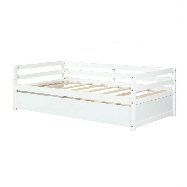 Twin/Twin Dorm Style Trundle Daybed Frame White