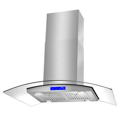 COS-668ICS900 36 in. Lumin Collection 380 CFM Ducted Island Range Hood, Soft Touch Controls, LED Lights, Stainless Steel