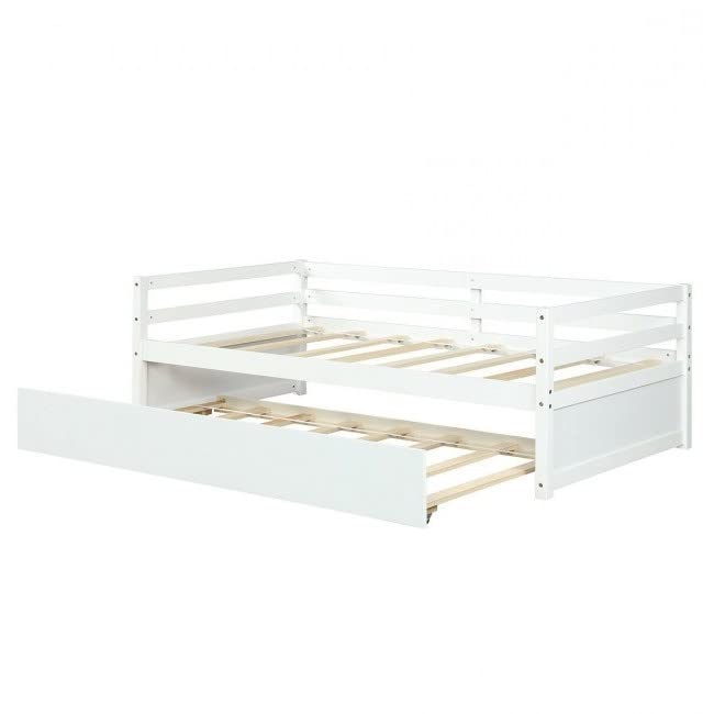 Twin/Twin Dorm Style Trundle Daybed Frame White