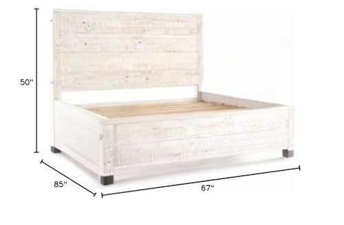Fast Furnishings Queen Rustic White Wood Bed Frame