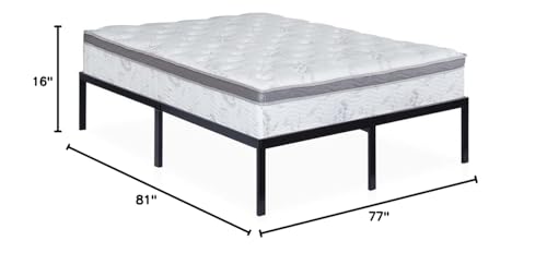 King 16 Inch High Heavy Duty Metal Platform Bed Frame