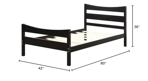 Fast Furnishings Twin Espresso Pine Wood Farmhouse Bed
