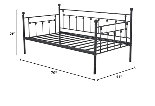 Twin Classic Black Metal Daybed Frame
