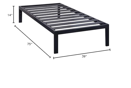 Fast Furnishings Twin Black Wide Steel Slat Bed Frame