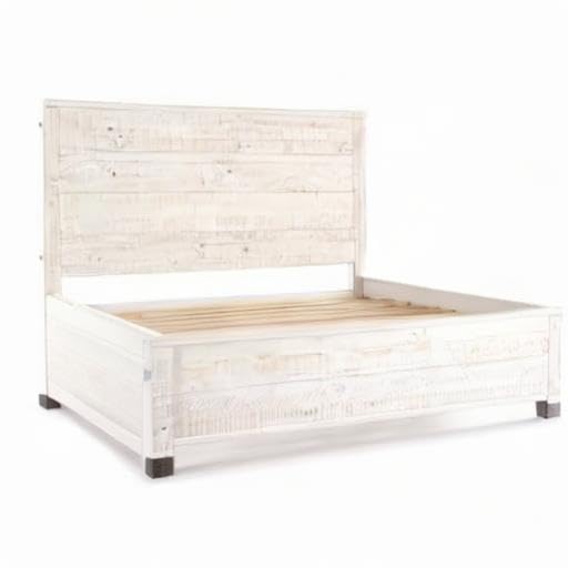 Fast Furnishings Queen Rustic White Wood Bed Frame