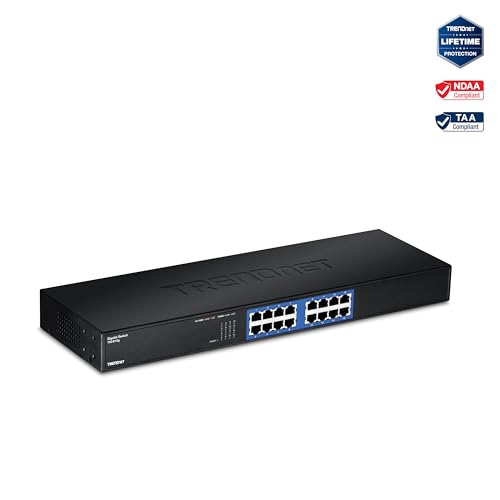 TRENDnet TEG-S16G 16-Port Unmanaged Gigabit Switch, Rack Mountable